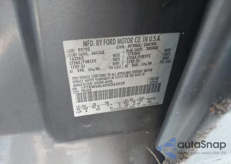 2002 Ford F-150 Lariat/Xlt из США, поврежденный, VIN 1FTRW08L82KD62539